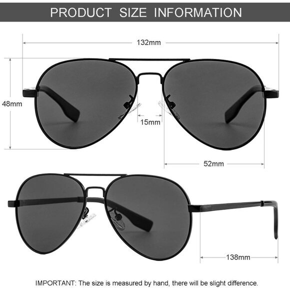 Small Aviator Sunglasses Unisex UV Protection Polarized 52MM Feathers - Picture 6 of 7